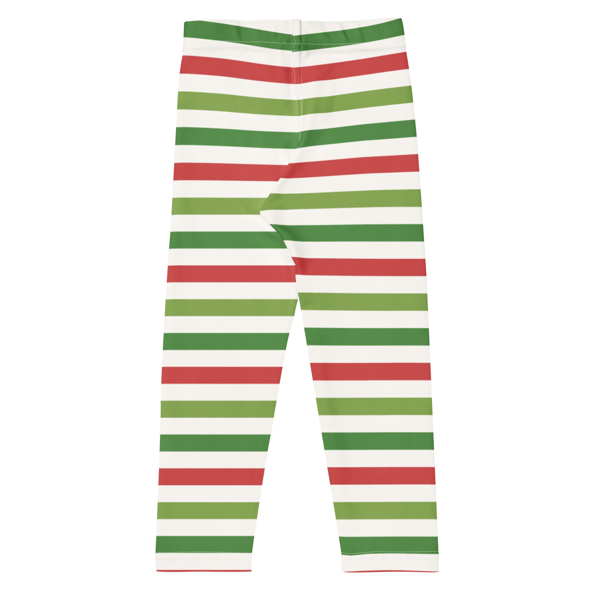 Kids red and green striped buttery soft leggings with white base perfect for Christmas festive wear