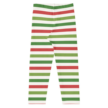 Kids Red & Green Striped Christmas Buttery Soft Leggings