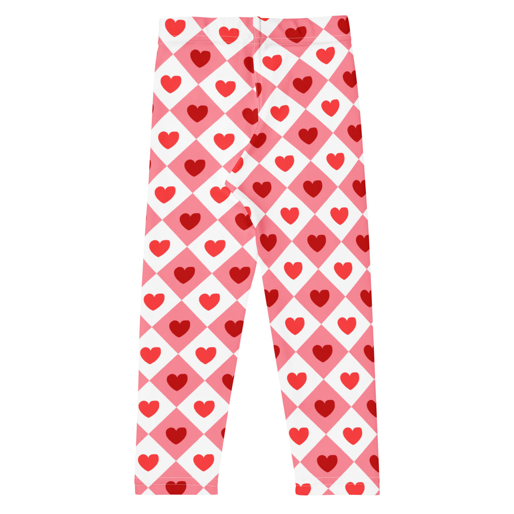 Girls pink argyle heart leggings buttery soft pink and white diamond patterned leggings with red hearts