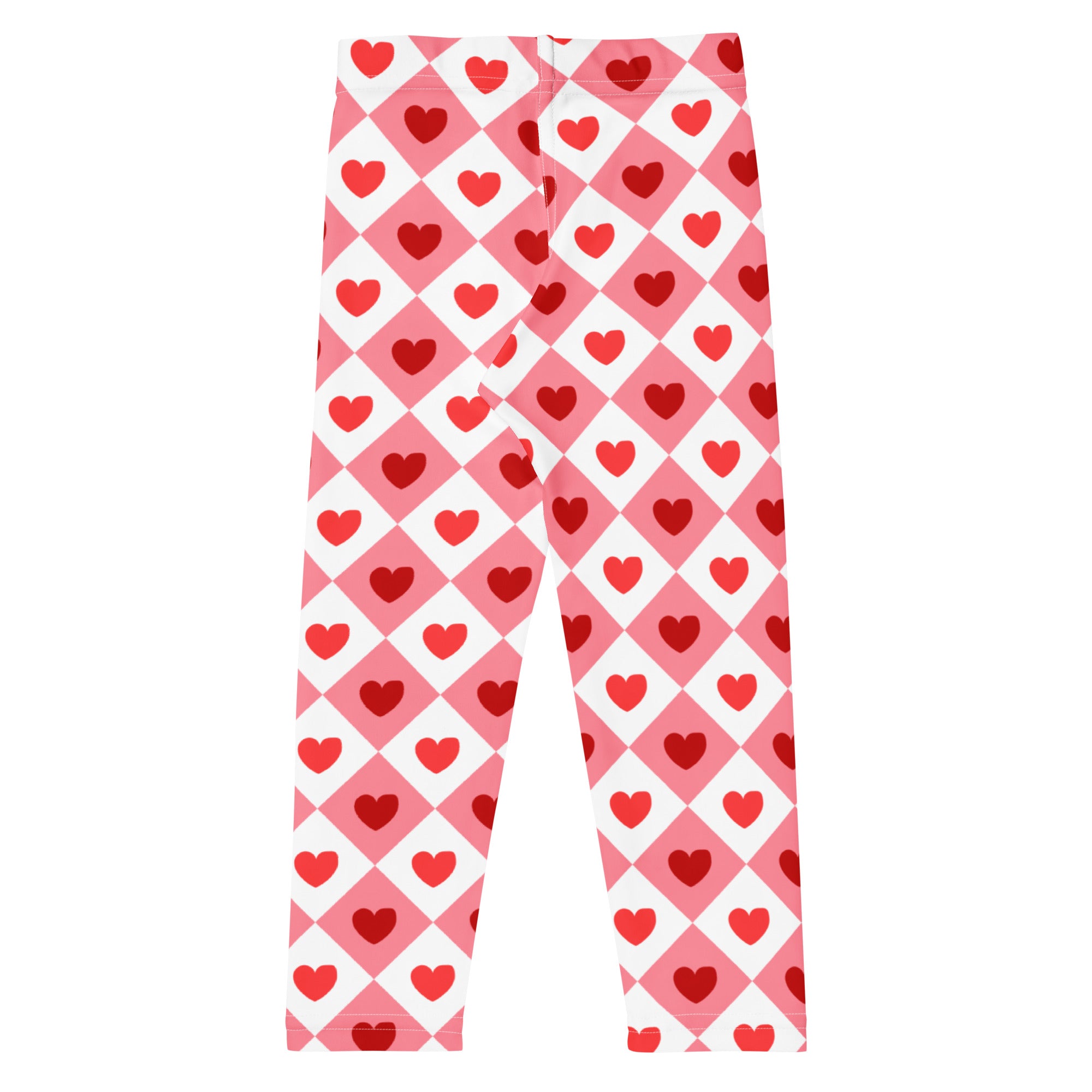 Girls pink argyle heart leggings buttery soft pink and white diamond patterned leggings with red hearts