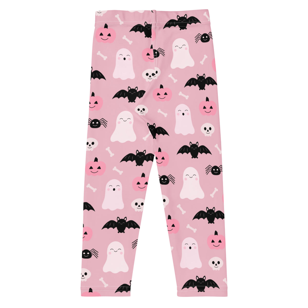Girls Pink Ghost & Bats Halloween Leggings - Warm, Buttery Soft & Stretchy