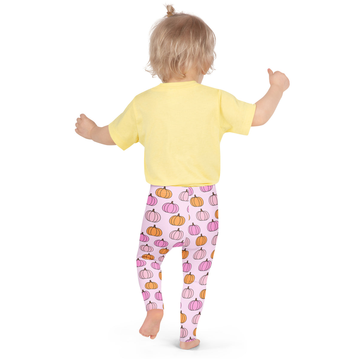 Girls Pink Pumpkin Patch Leggings - Warm, Buttery Soft & Stretchy