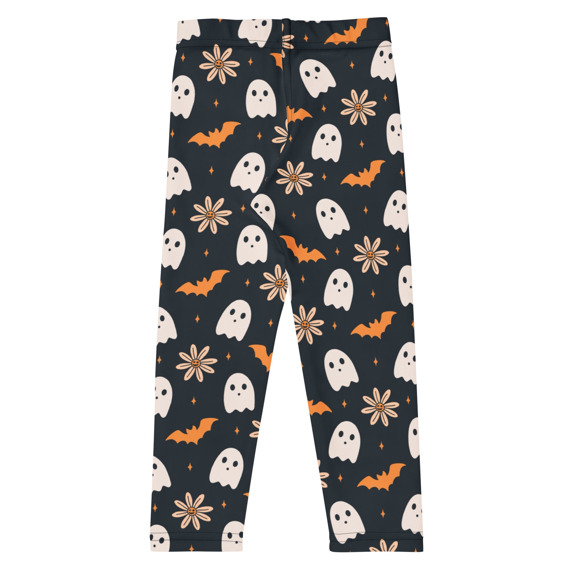 Girls Floral Ghost Bat Halloween Leggings - Warm, Buttery Soft & Stretchy