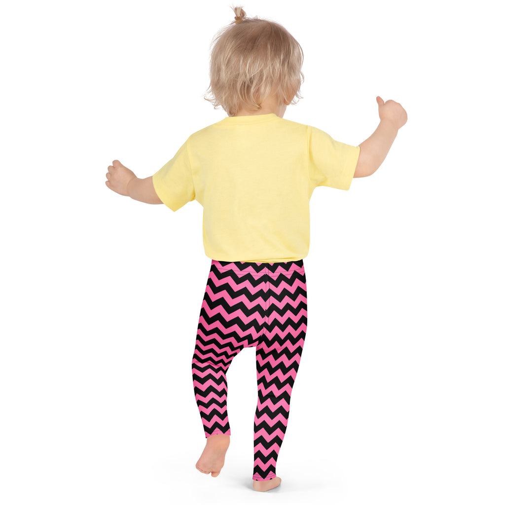 Girls Pink Chevron Leggings - Warm, Buttery Soft & Stretchy
