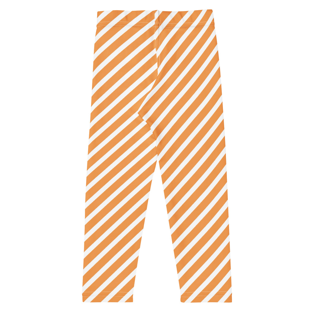 Girls Orange & White Striped Leggings - Warm, Buttery Soft & Stretchy
