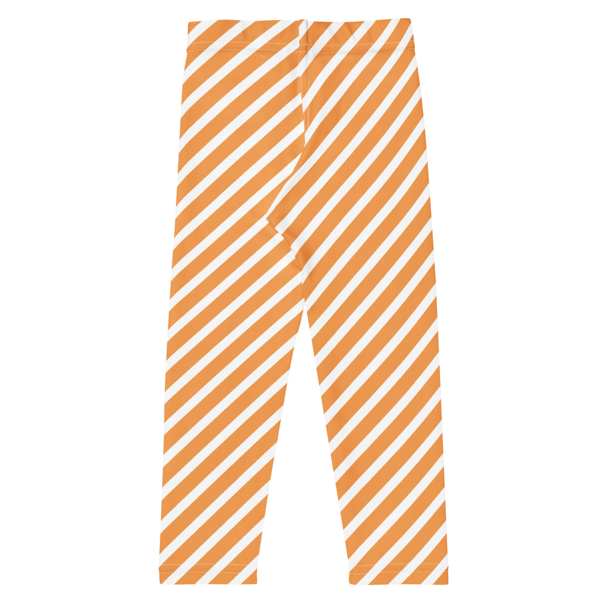 Girls Orange & White Striped Leggings - Warm, Buttery Soft & Stretchy