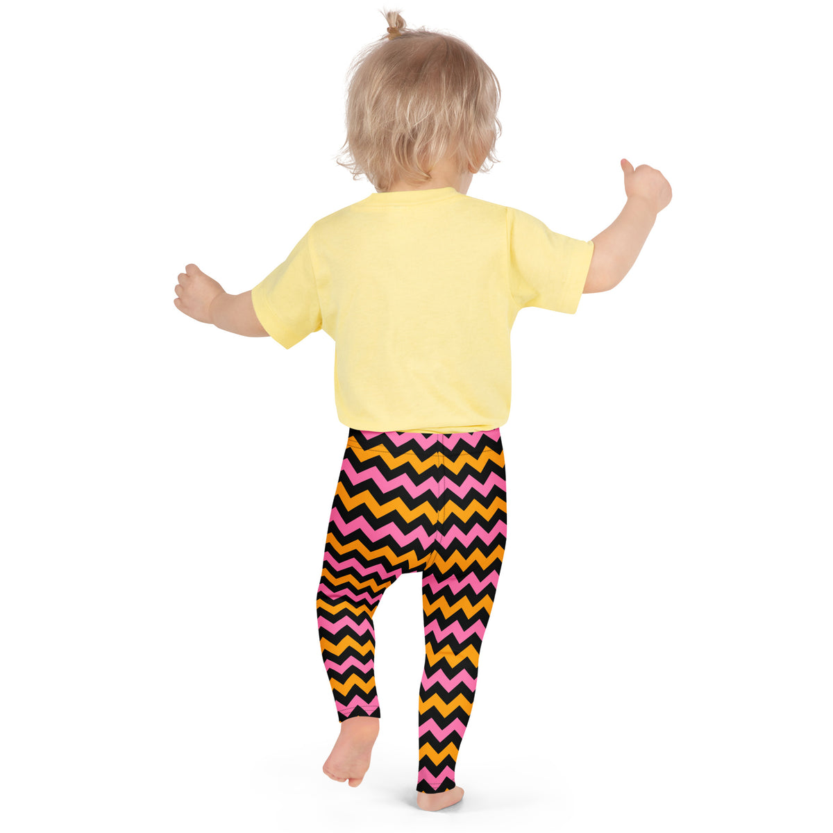 Girls Pink, Orange, & Black Chevron Halloween Leggings - Warm, Buttery Soft & Stretchy
