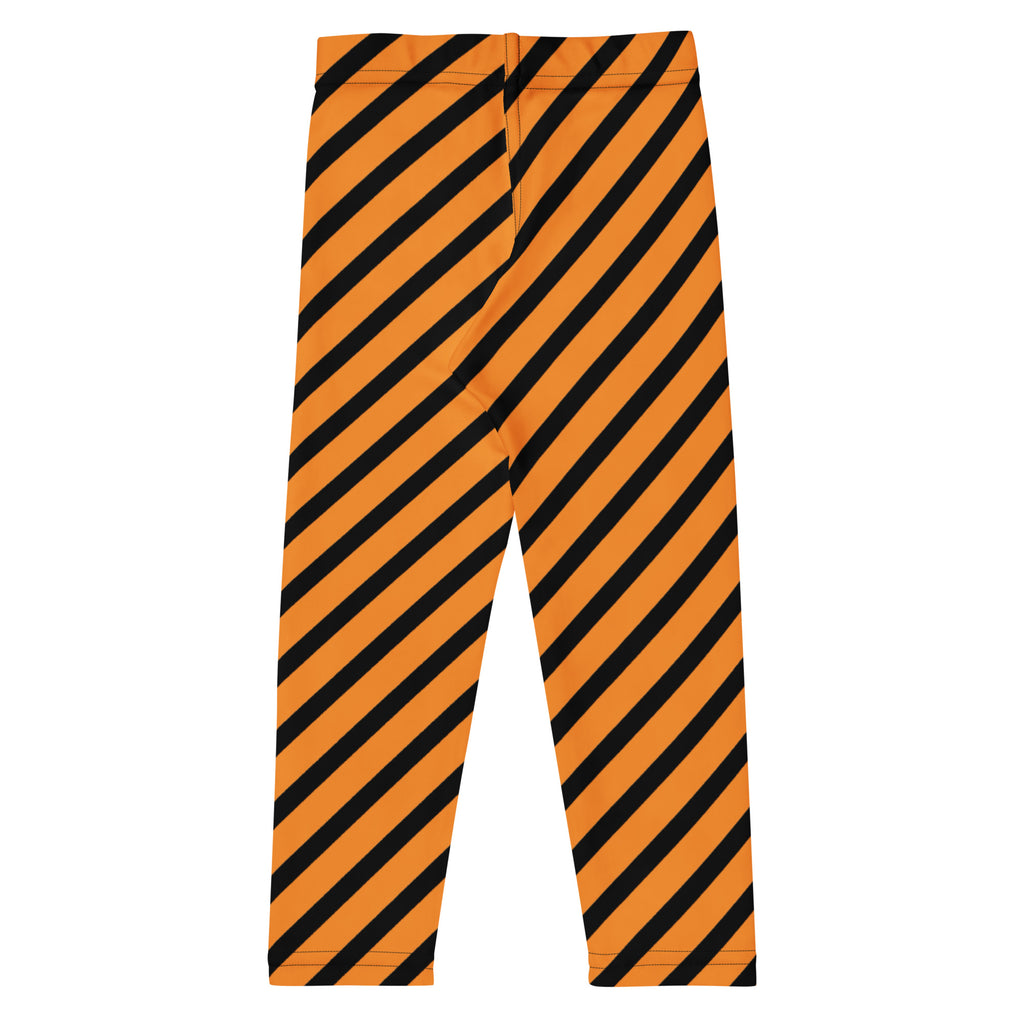 Girls Orange Striped Halloween Leggings - Warm, Buttery Soft & Stretchy