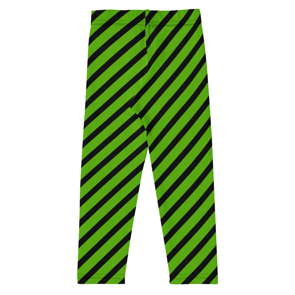 Girls Green Striped Halloween Leggings - Warm, Buttery Soft & Stretchy