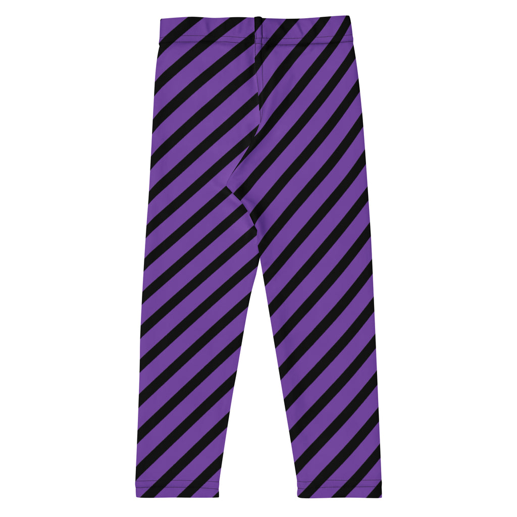 Girls Purple Striped Halloween Leggings - Warm, Buttery Soft & Stretchy