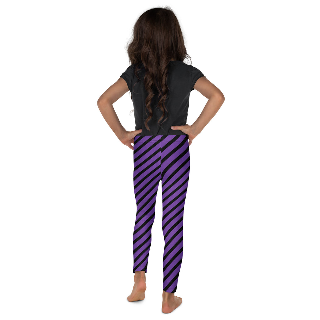 Girls Purple Striped Halloween Leggings - Warm, Buttery Soft & Stretchy