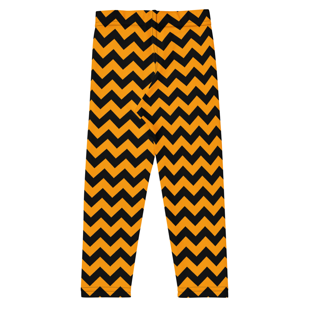 Girls Orange Chevron Halloween Leggings - Warm, Buttery Soft & Stretchy