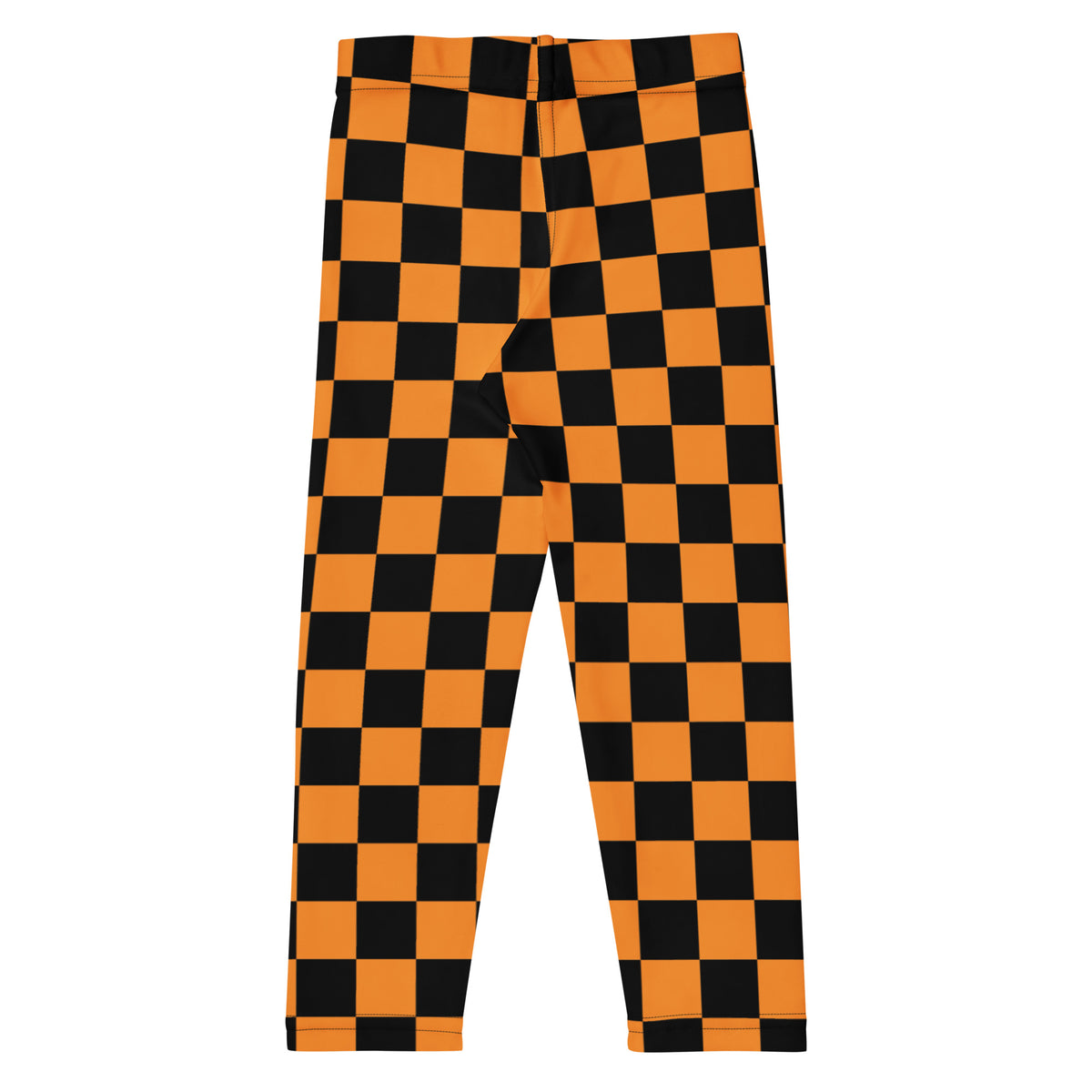 Girls Orange Checkered Halloween Leggings - Warm, Buttery Soft & Stretchy