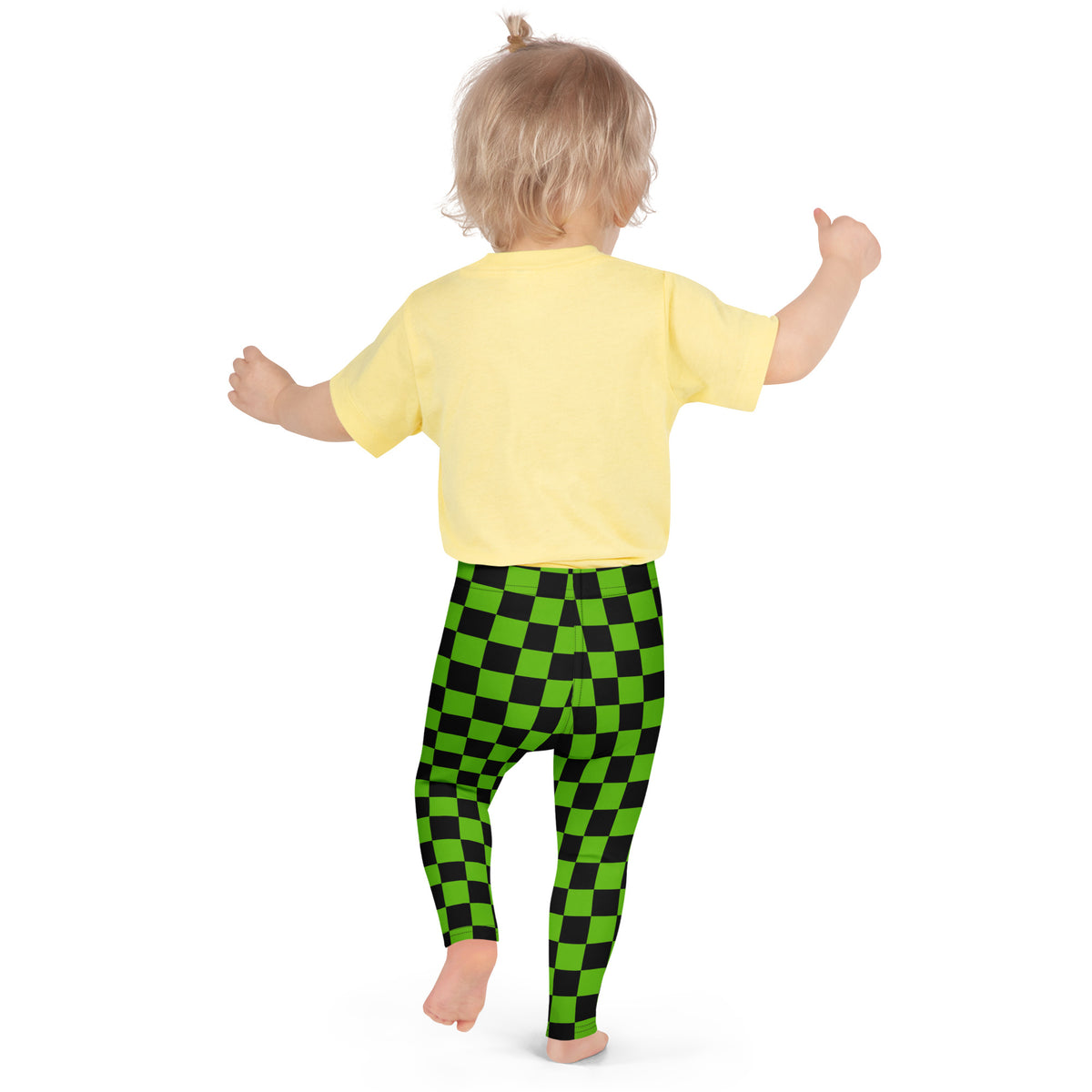 Girls Green Checkered Halloween Leggings - Warm, Buttery Soft & Stretchy