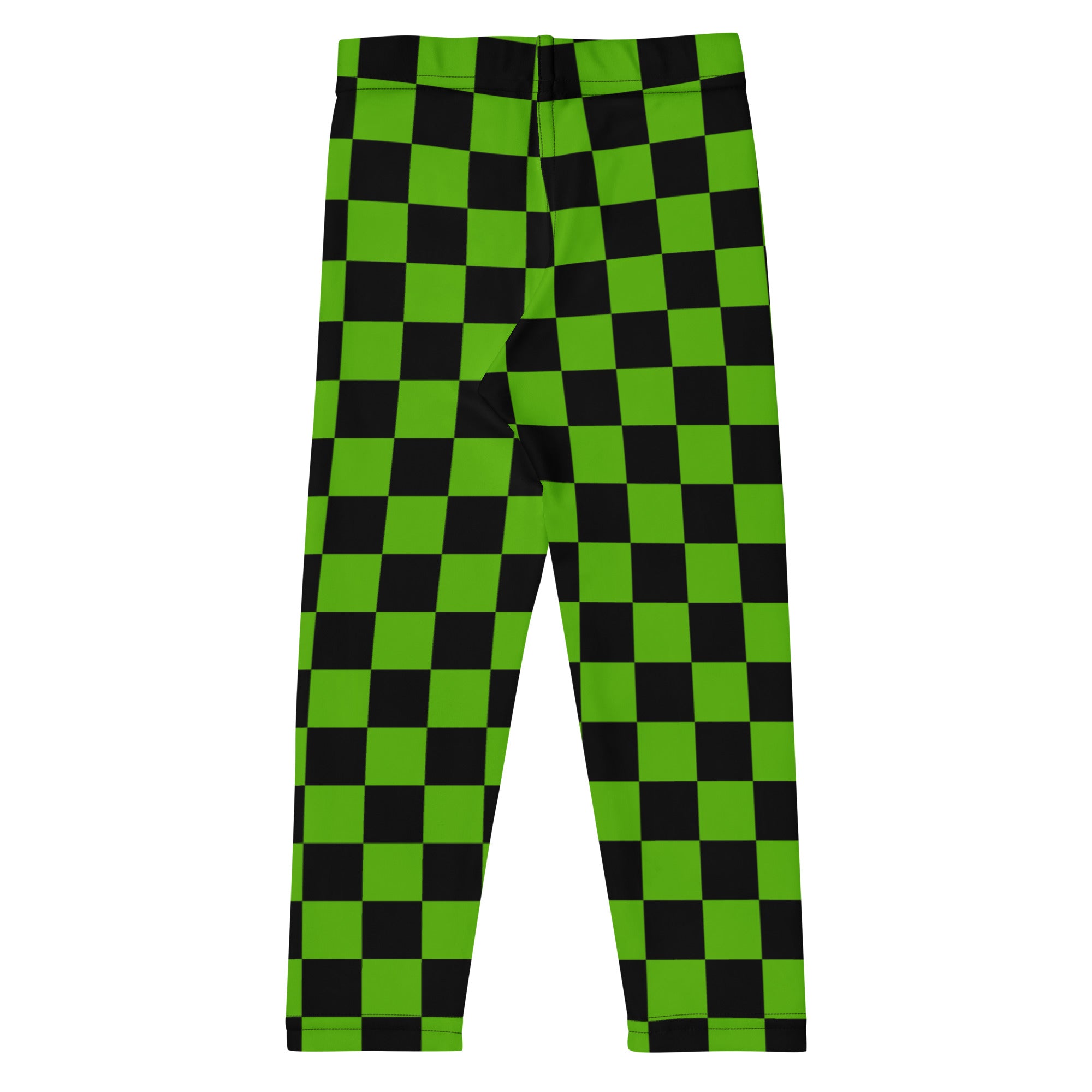 Girls Green Checkered Halloween Leggings - Warm, Buttery Soft & Stretchy