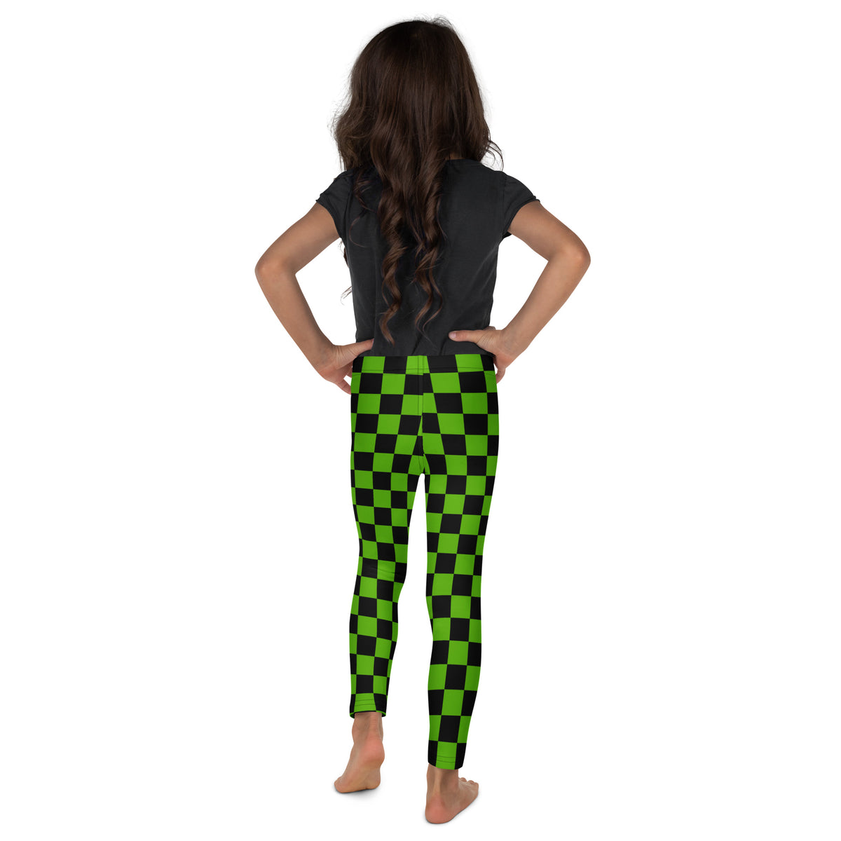 Girls Green Checkered Halloween Leggings - Warm, Buttery Soft & Stretchy