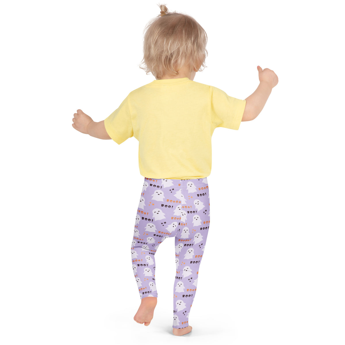 Girls Purple Ghost Halloween Leggings - Warm, Buttery Soft & Stretchy