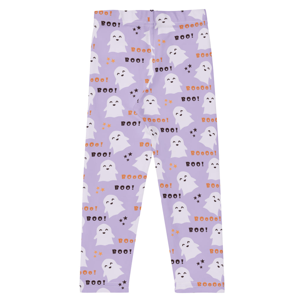 Girls Purple Ghost Halloween Leggings - Warm, Buttery Soft & Stretchy