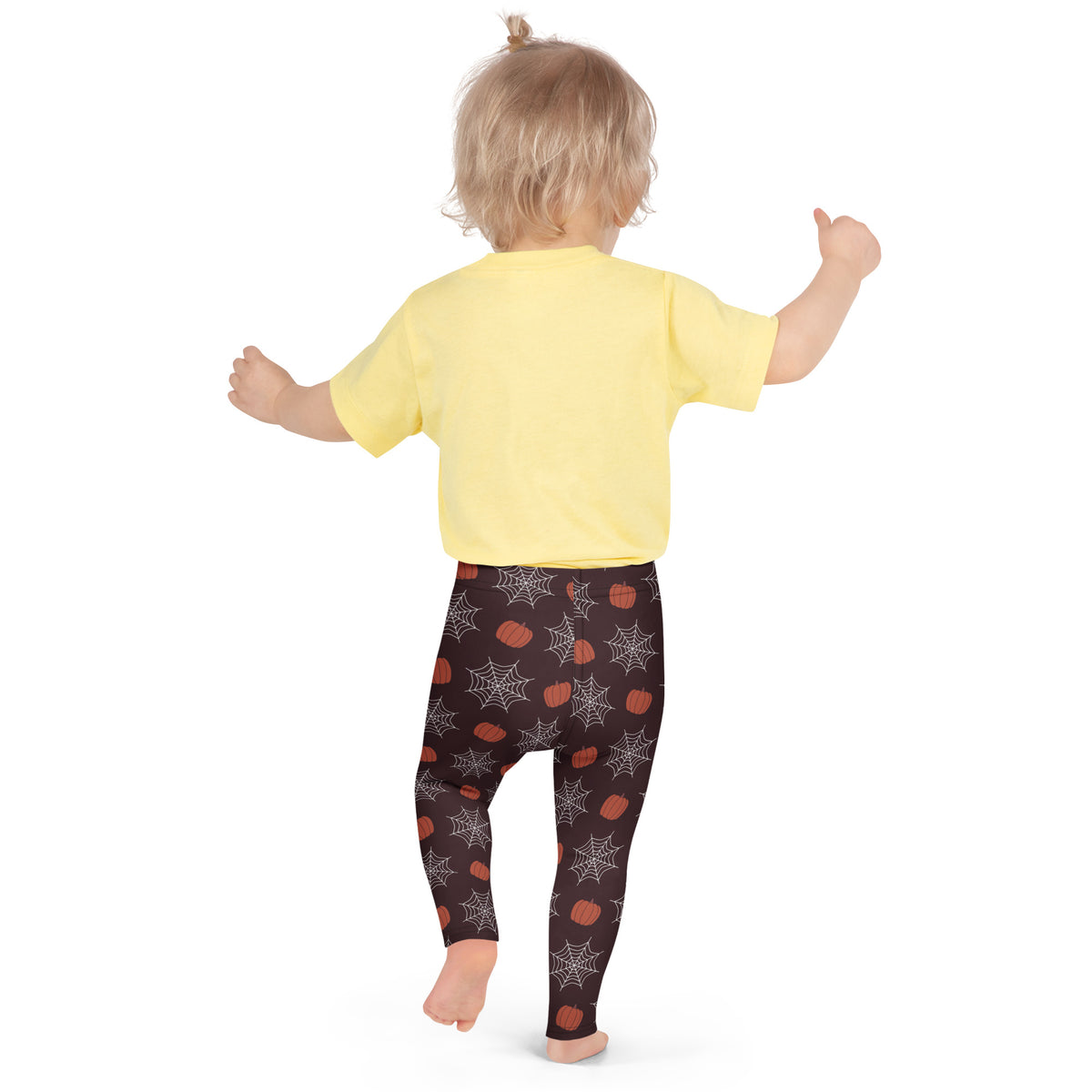 Girls Pumpkin Spiderweb Halloween Leggings - Warm, Buttery Soft & Stretchy