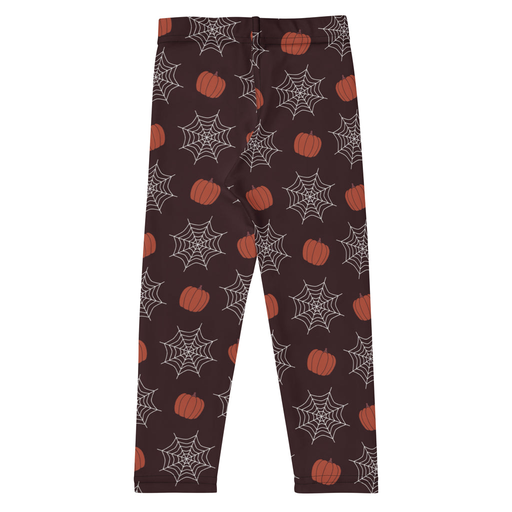 Girls Pumpkin Spiderweb Halloween Leggings - Warm, Buttery Soft & Stretchy