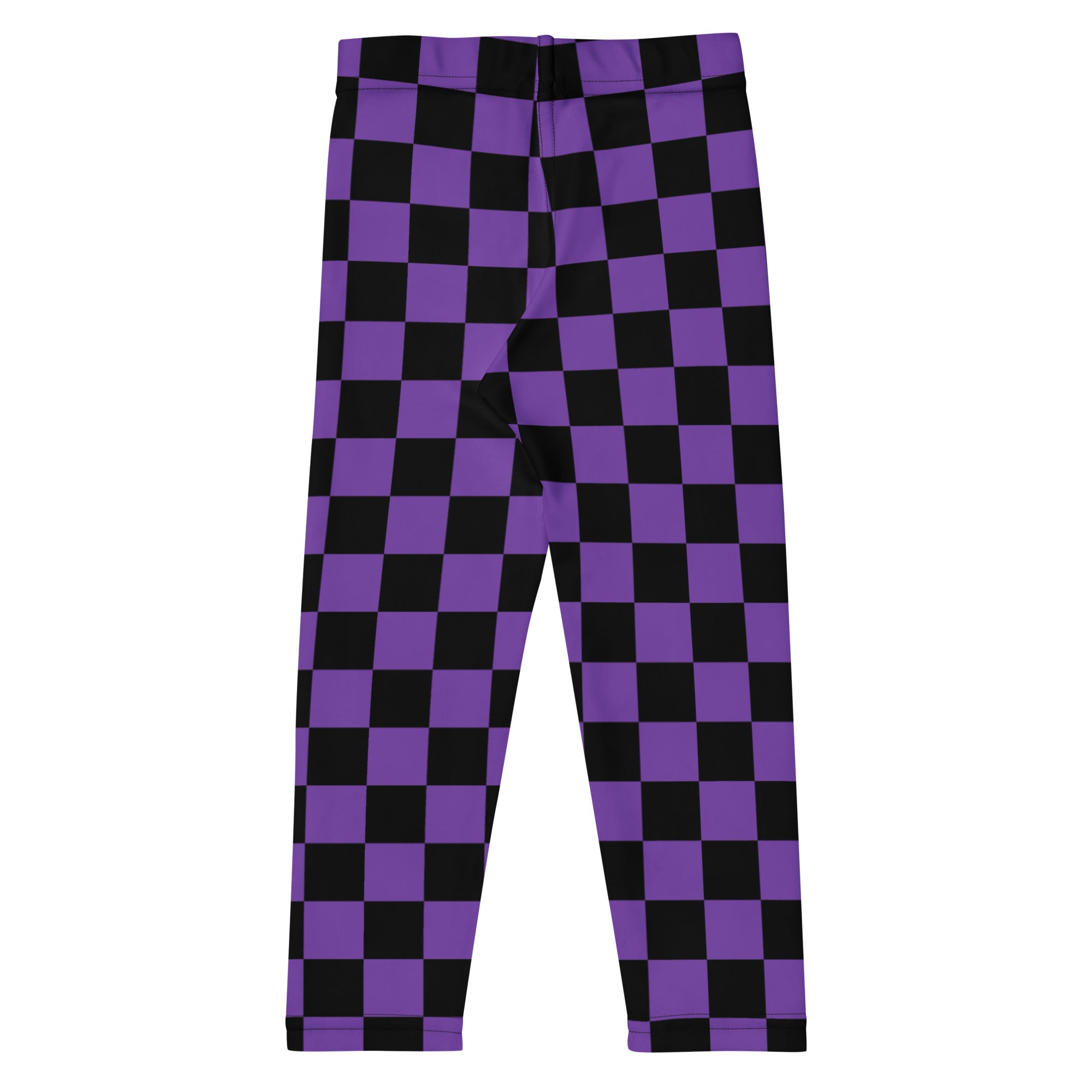 Girls Purple Checkered Halloween Leggings - Warm, Buttery Soft & Stretchy