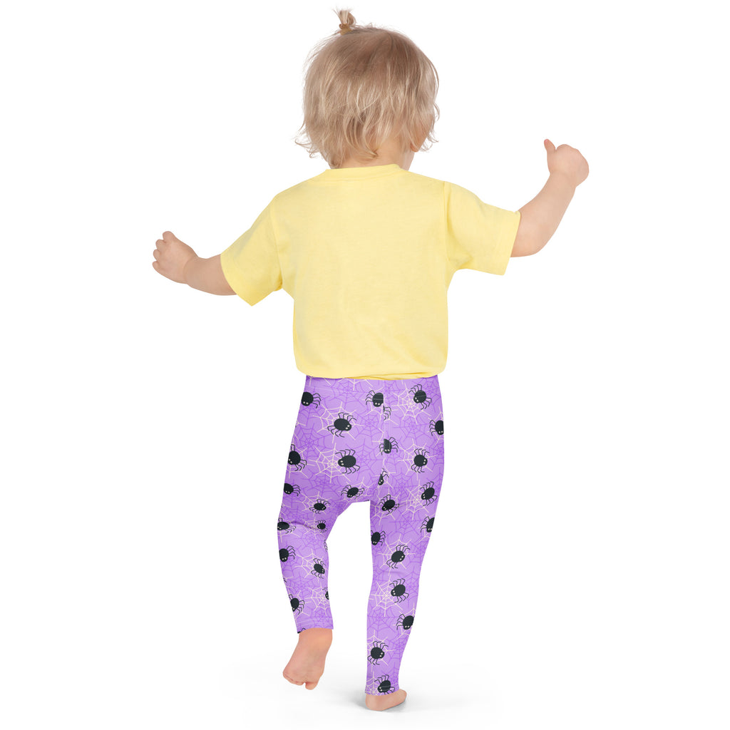 Girls Purple Spider Web Halloween Leggings - Warm, Buttery Soft & Stretchy