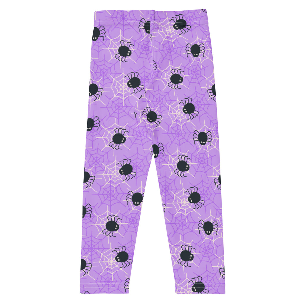 Girls Purple Spider Web Halloween Leggings - Warm, Buttery Soft & Stretchy