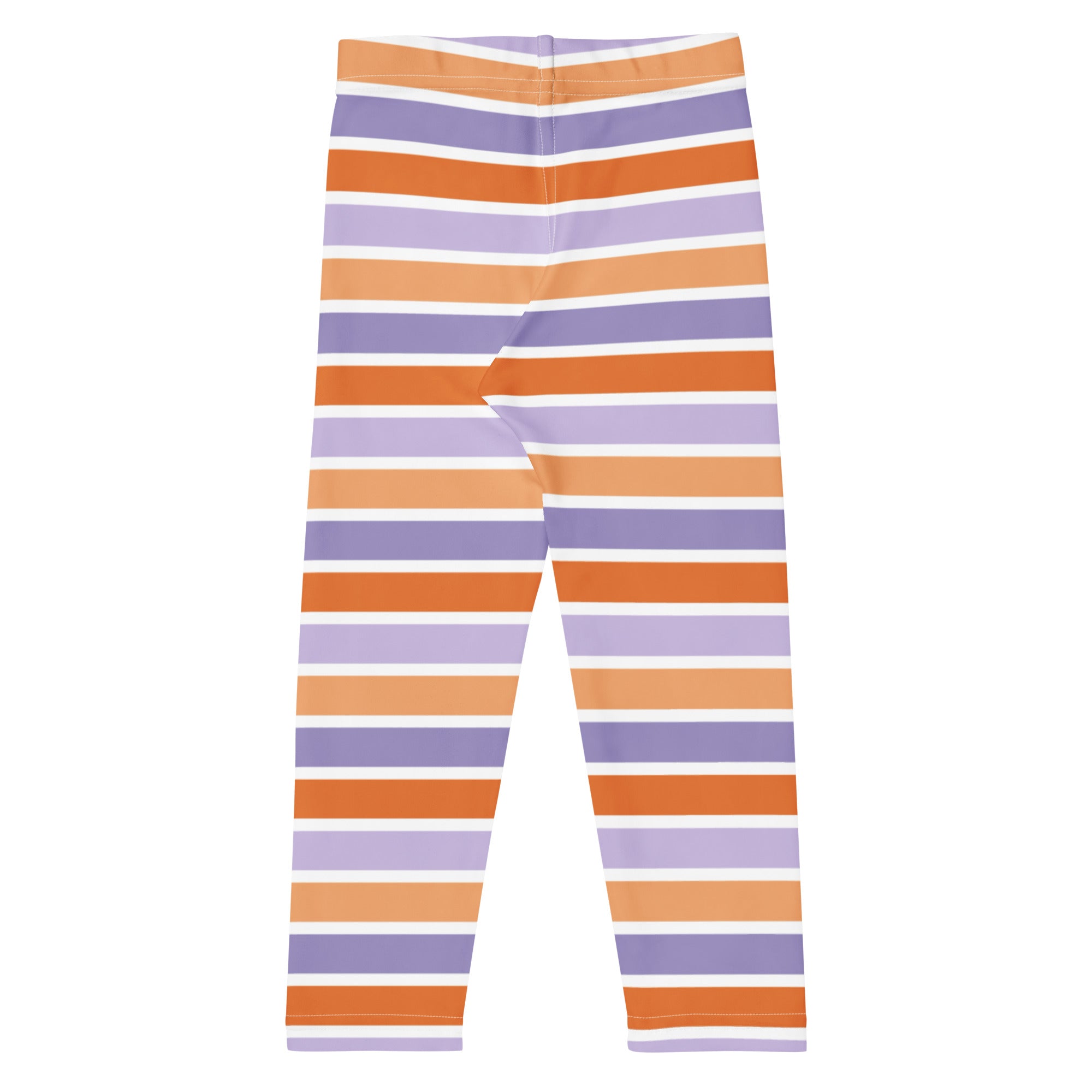 Girls Purple & Orange Striped Halloween Leggings - Warm, Buttery Soft & Stretchy