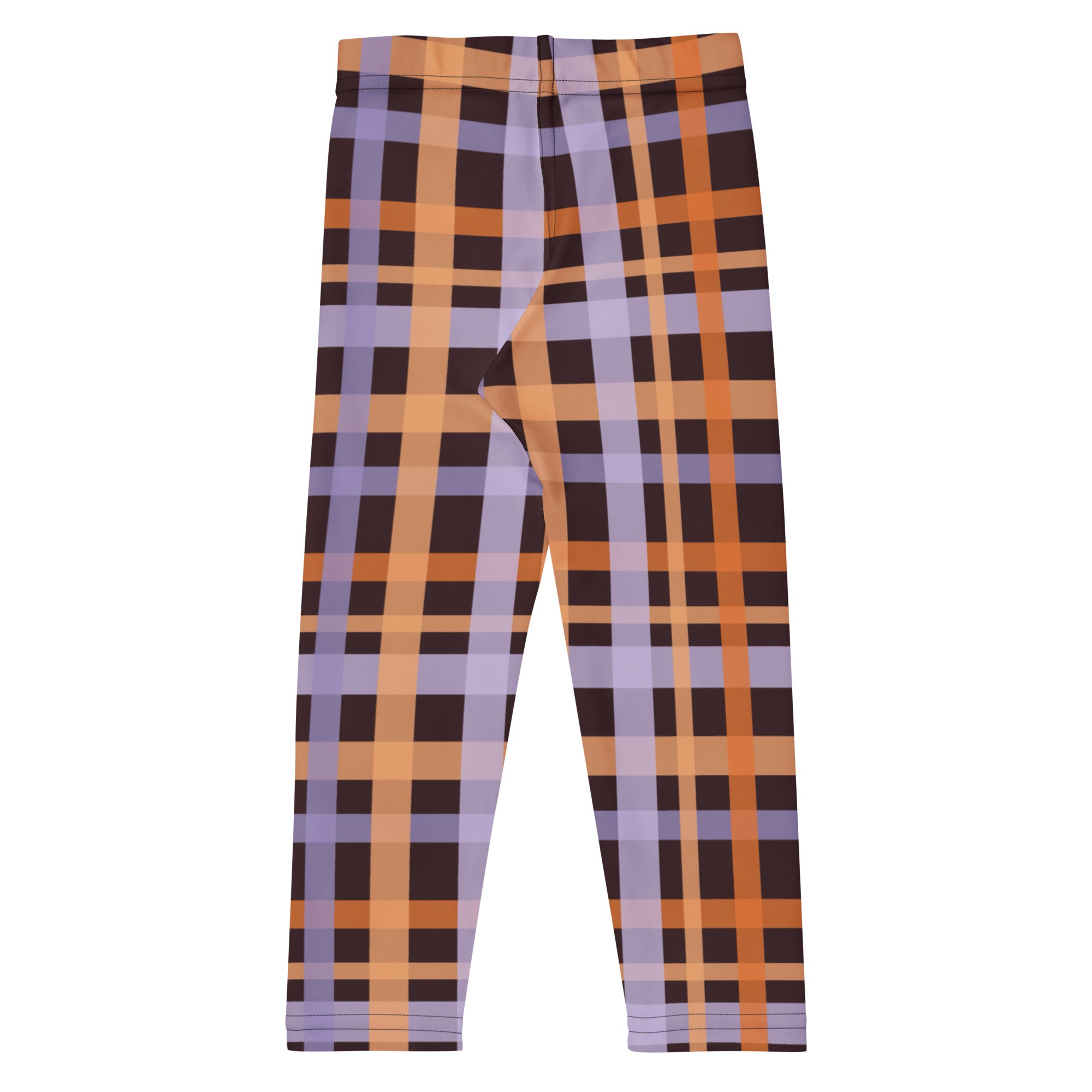 Girls Purple & Orange Plaid Halloween Leggings - Warm, Buttery Soft & Stretchy