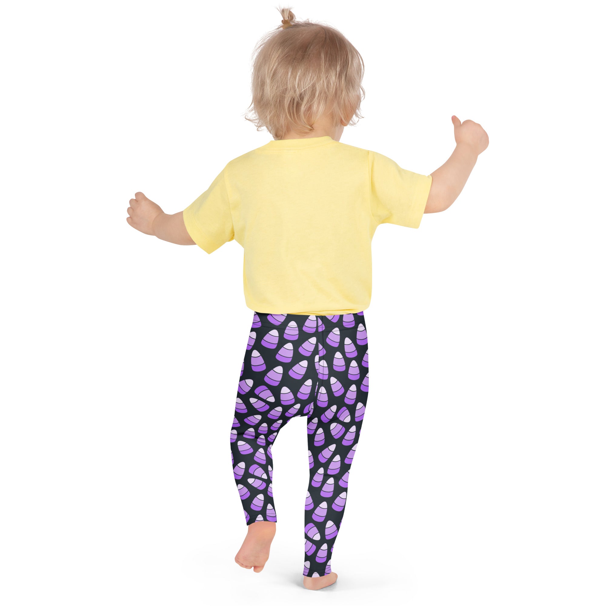 Girls Purple Candy Corn Halloween Leggings - Warm, Buttery Soft & Stretchy