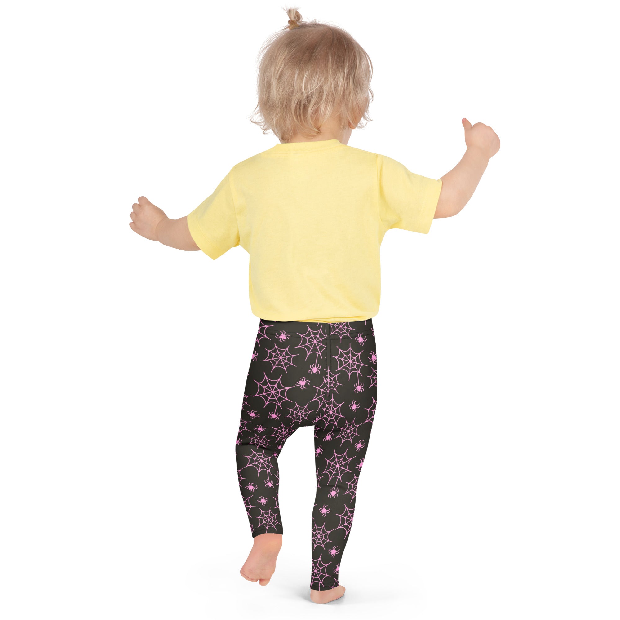 Girls Pink Spider Web Leggings - Warm, Buttery Soft & Stretchy