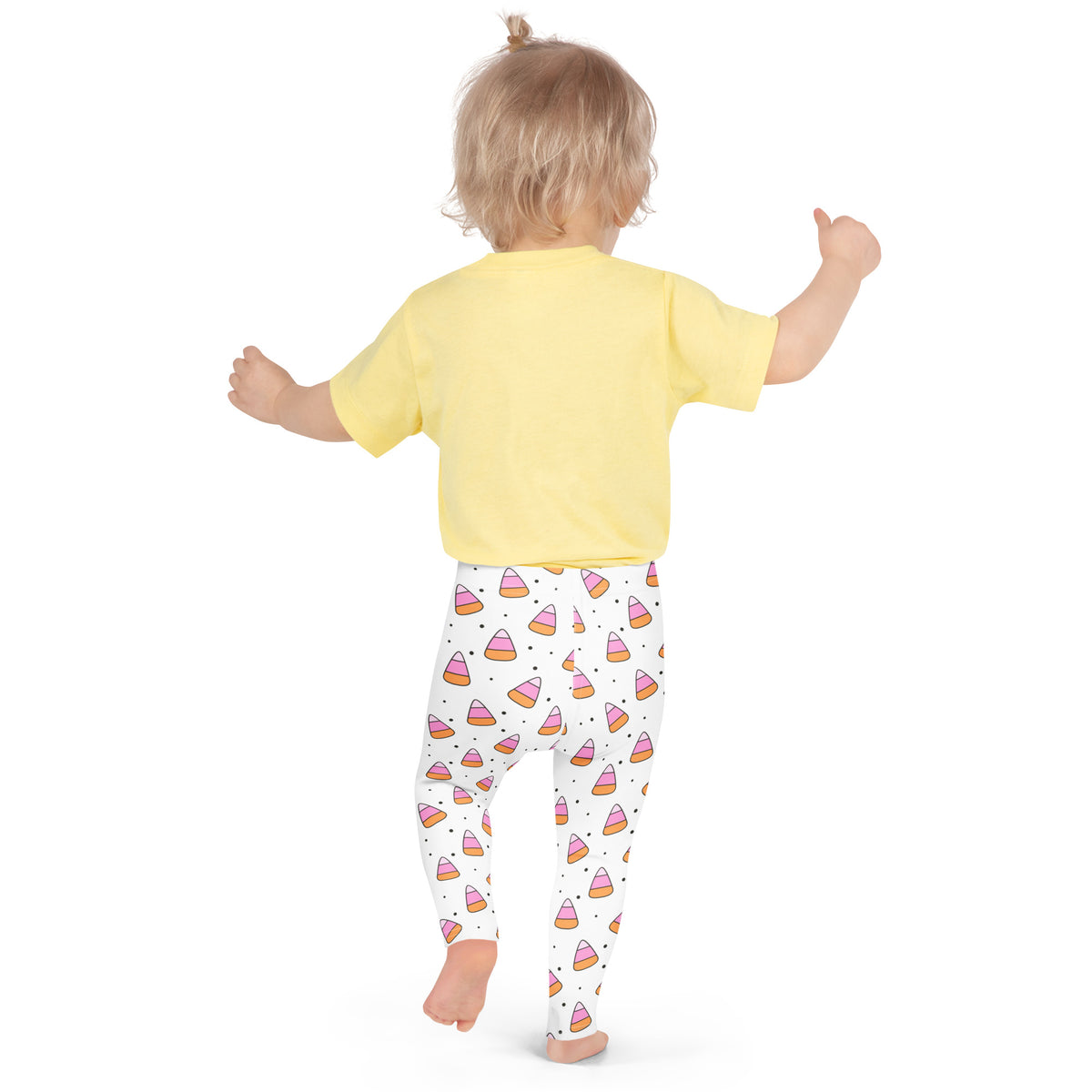 Girls Pink Candy Corn Leggings - Warm, Buttery Soft & Stretchy
