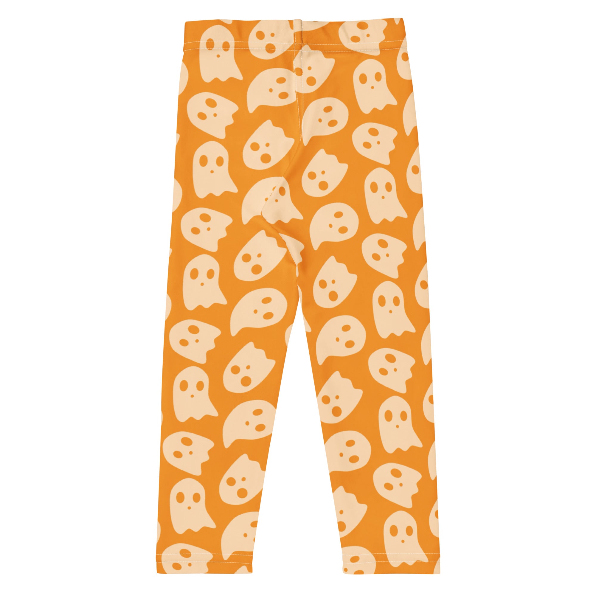 Girls Orange Ghost Halloween Leggings - Warm, Buttery Soft & Stretchy