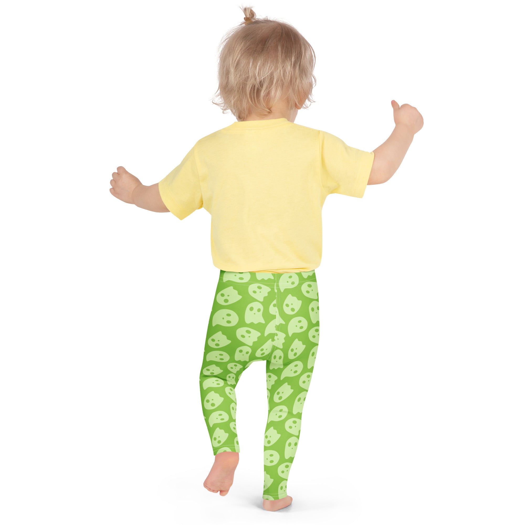 Girls Green Ghost Halloween Leggings - Warm, Buttery Soft & Stretchy