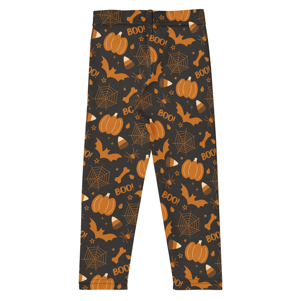 Girls Dark Orange Spooky Halloween Leggings - Warm, Buttery Soft & Stretchy