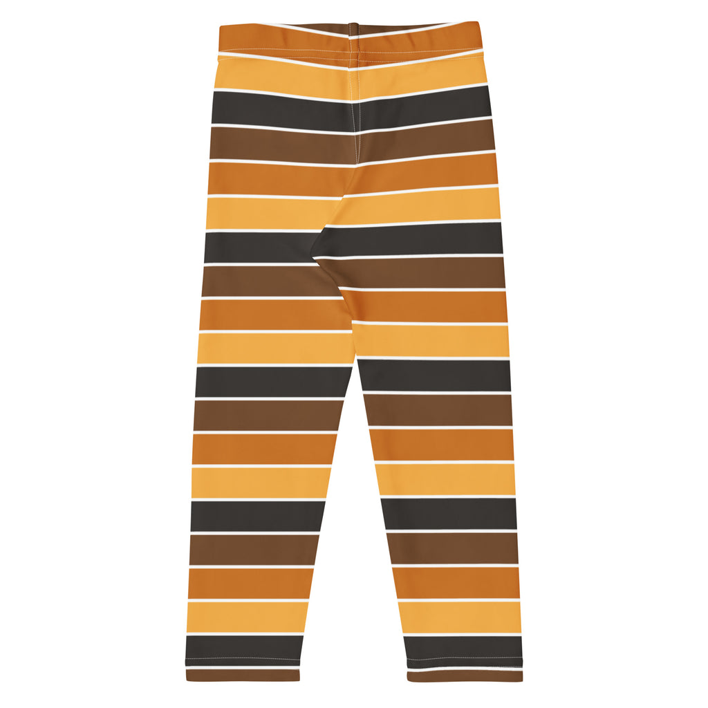 Girls Orange & Brown Striped Autumn Leggings - Warm, Buttery Soft & Stretchy