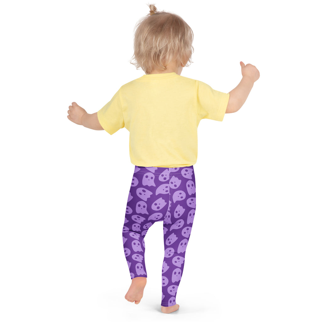 Girls Purple Ghost Halloween Leggings - Warm, Buttery Soft & Stretchy