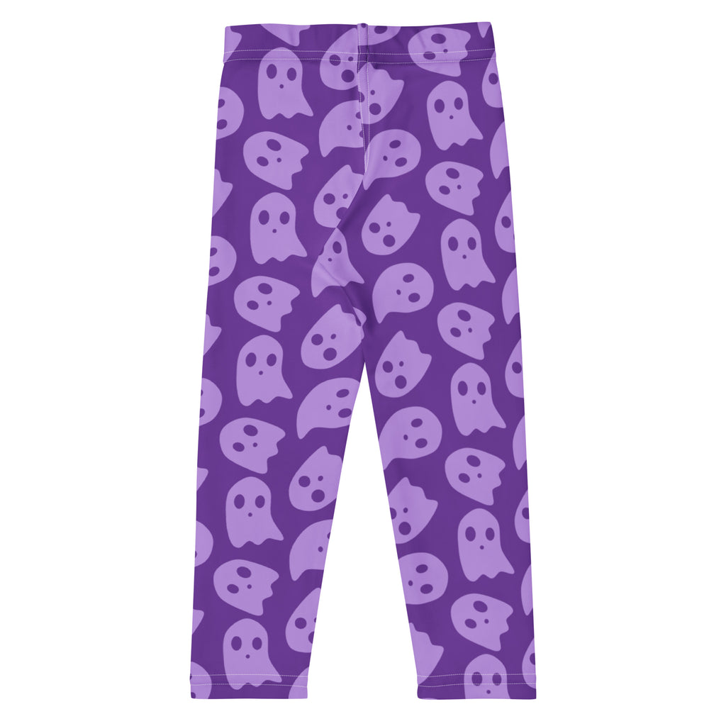 Girls Purple Ghost Halloween Leggings - Warm, Buttery Soft & Stretchy