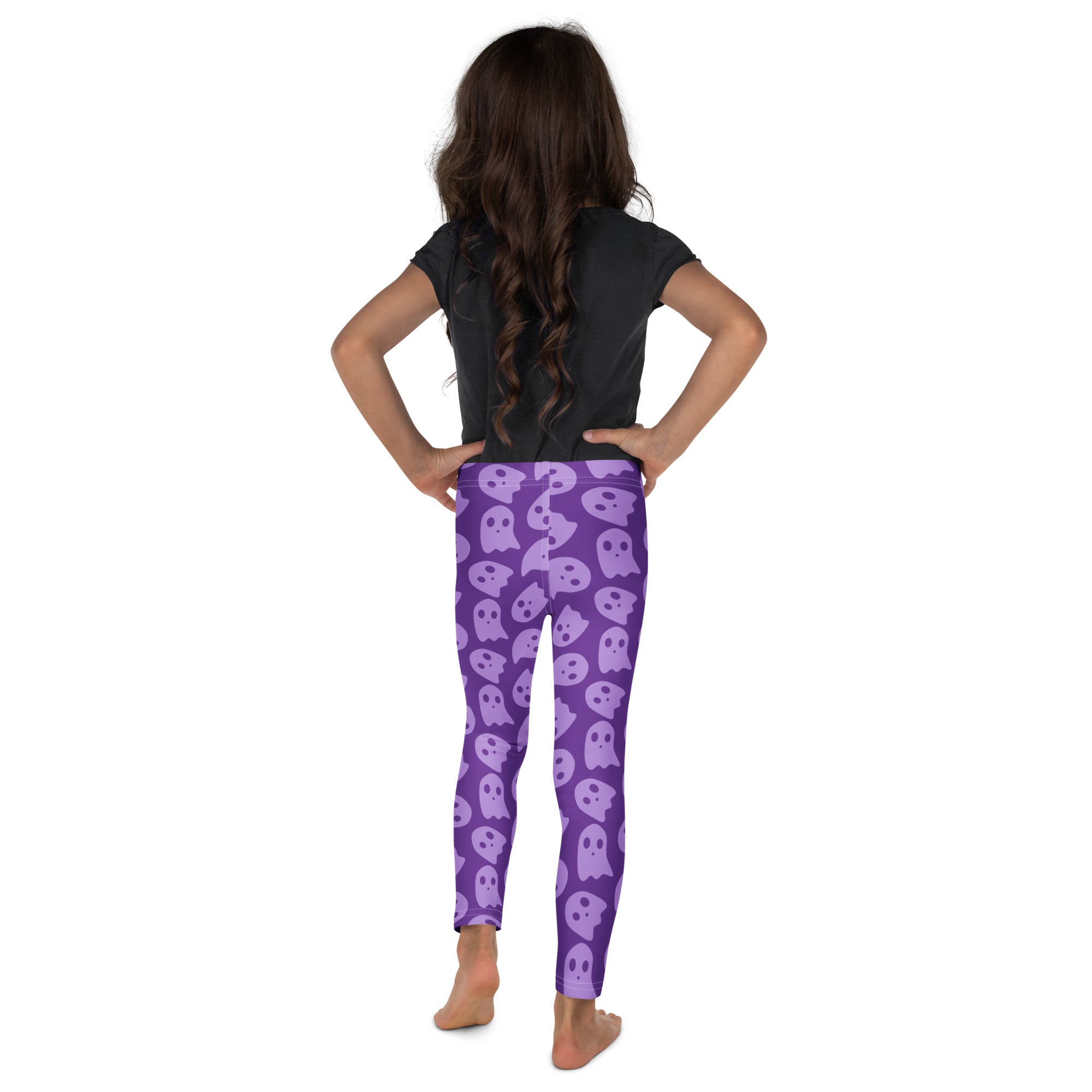 Girls Purple Ghost Halloween Leggings - Warm, Buttery Soft & Stretchy