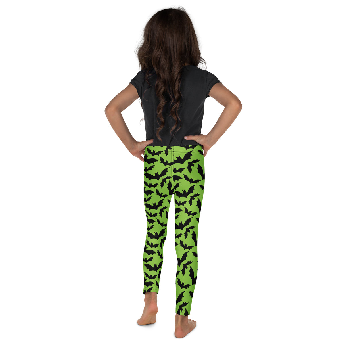 Girls Green Bat Leggings - Warm, Buttery Soft & Stretchy