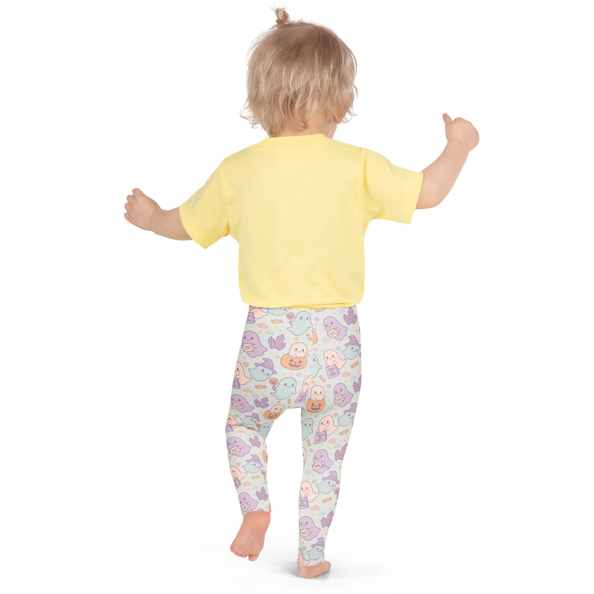 Girls Cute Ghost Halloween Leggings - Warm, Buttery Soft & Stretchy