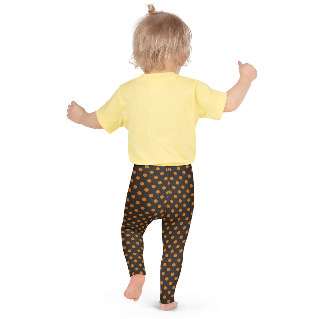 Girls Orange & Brown Halloween Polka Dot Leggings - Warm, Buttery Soft & Stretchy