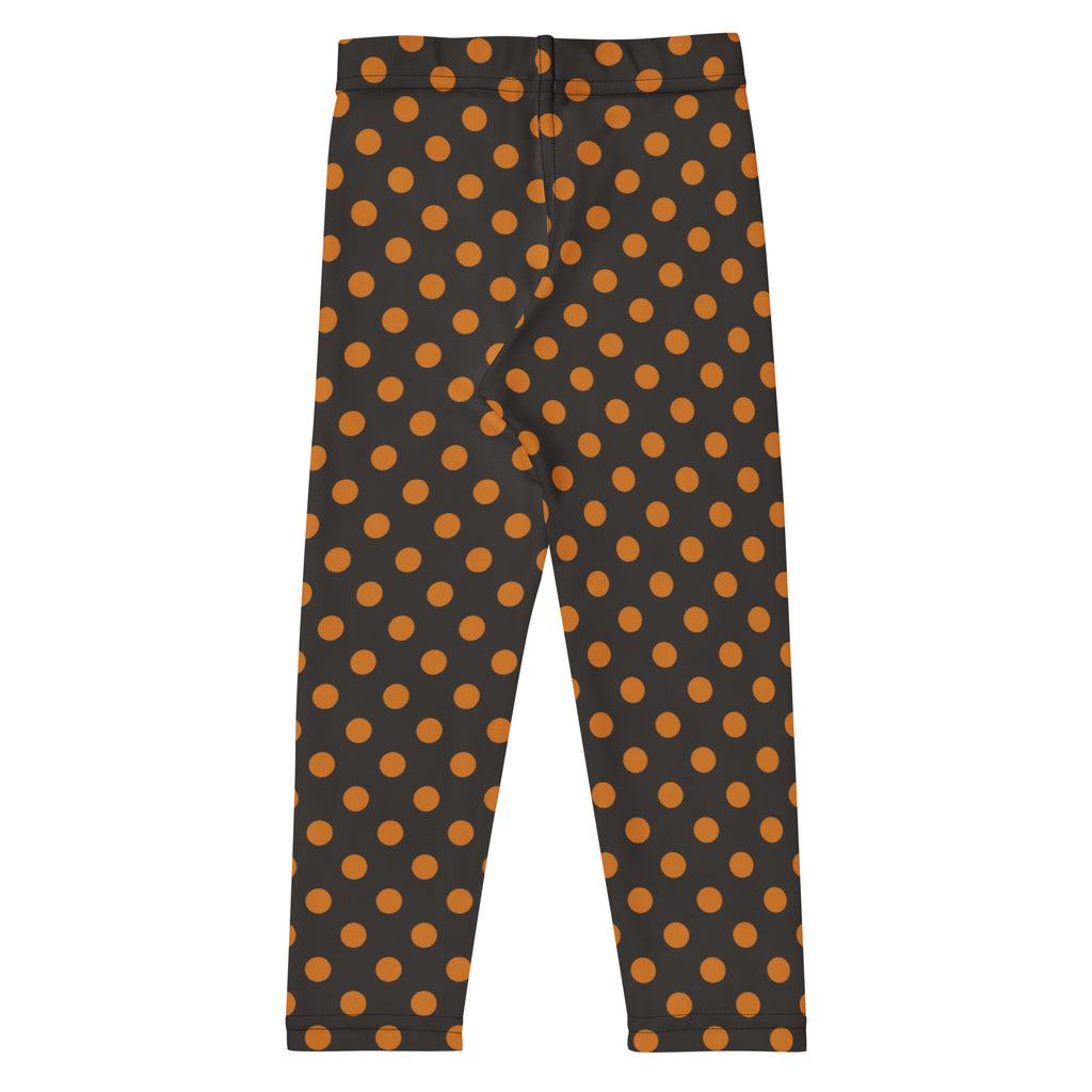 Girls Orange & Brown Halloween Polka Dot Leggings - Warm, Buttery Soft & Stretchy