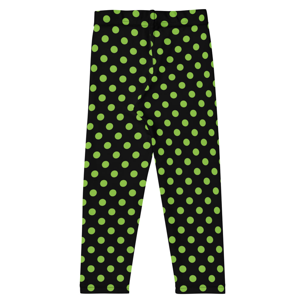 Girls Green Halloween Polka Dot Leggings - Warm, Buttery Soft & Stretchy