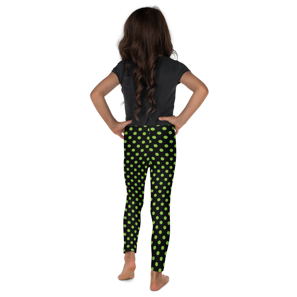 Girls Green Halloween Polka Dot Leggings - Warm, Buttery Soft & Stretchy