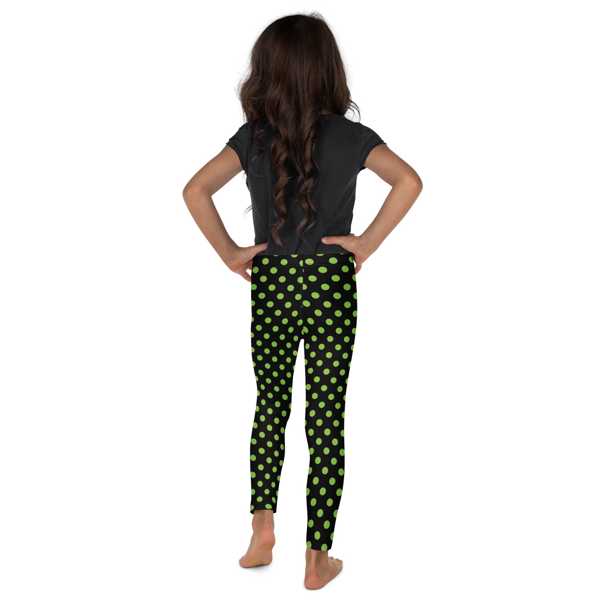 Girls Green Halloween Polka Dot Leggings - Warm, Buttery Soft & Stretchy