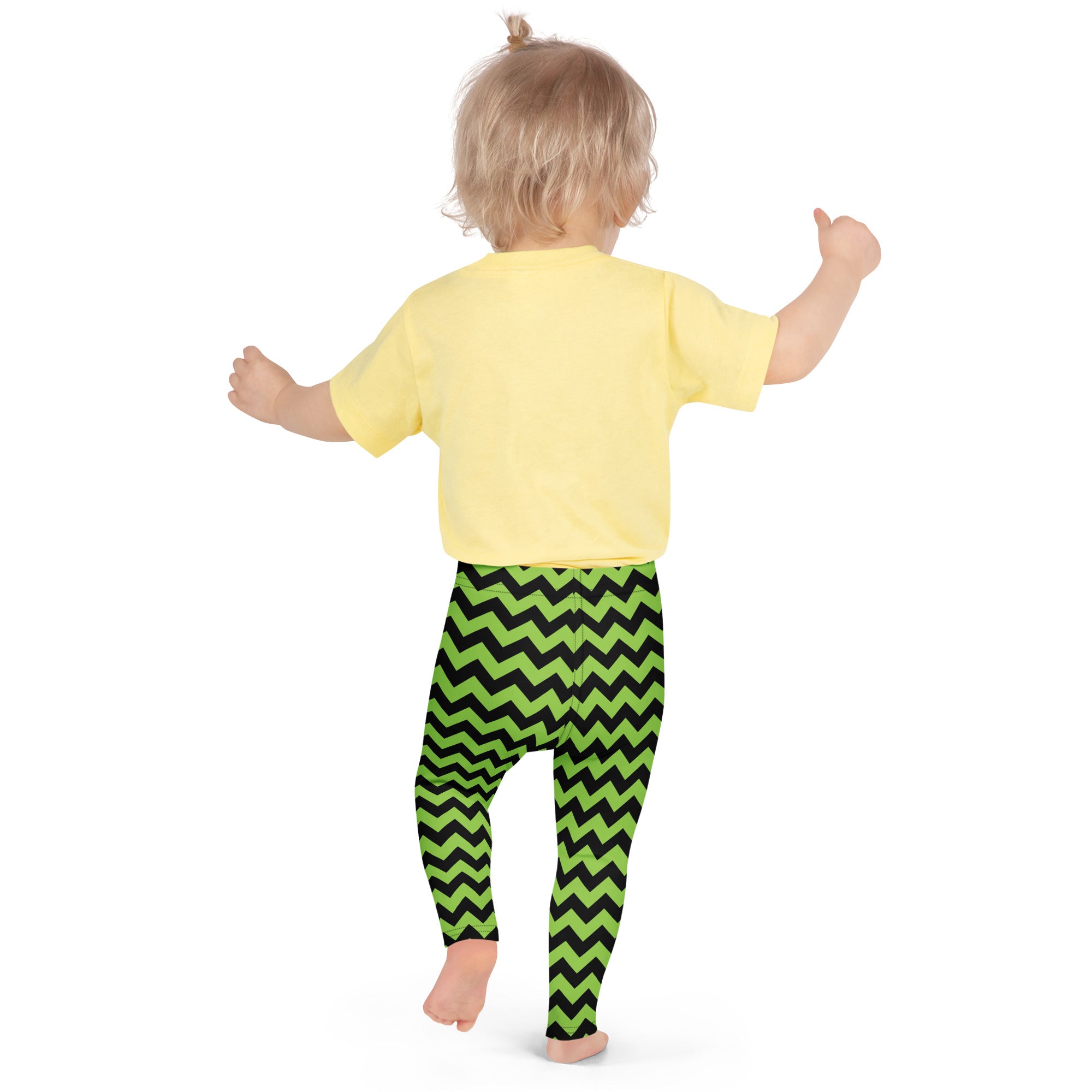 Girls Green Chevron Halloween Leggings - Warm, Buttery Soft & Stretchy