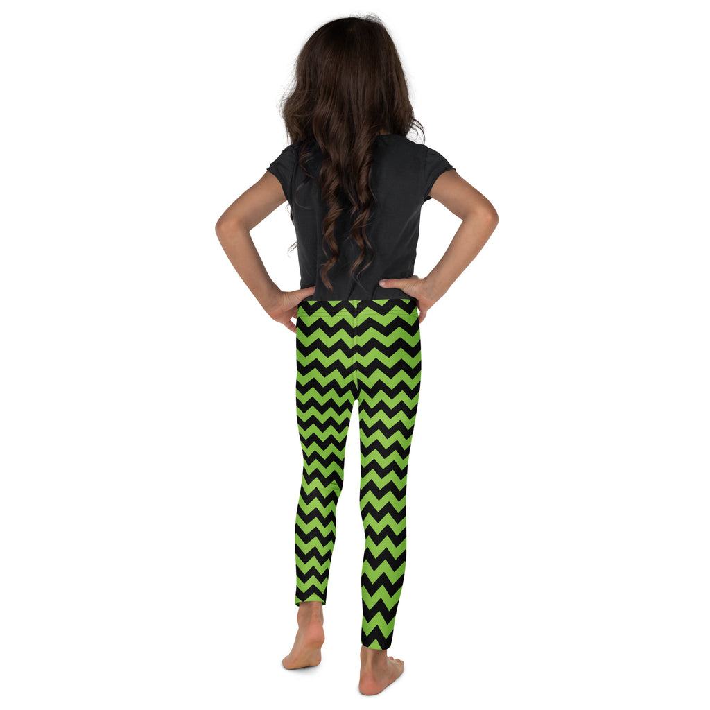 Girls Green Chevron Halloween Leggings - Warm, Buttery Soft & Stretchy