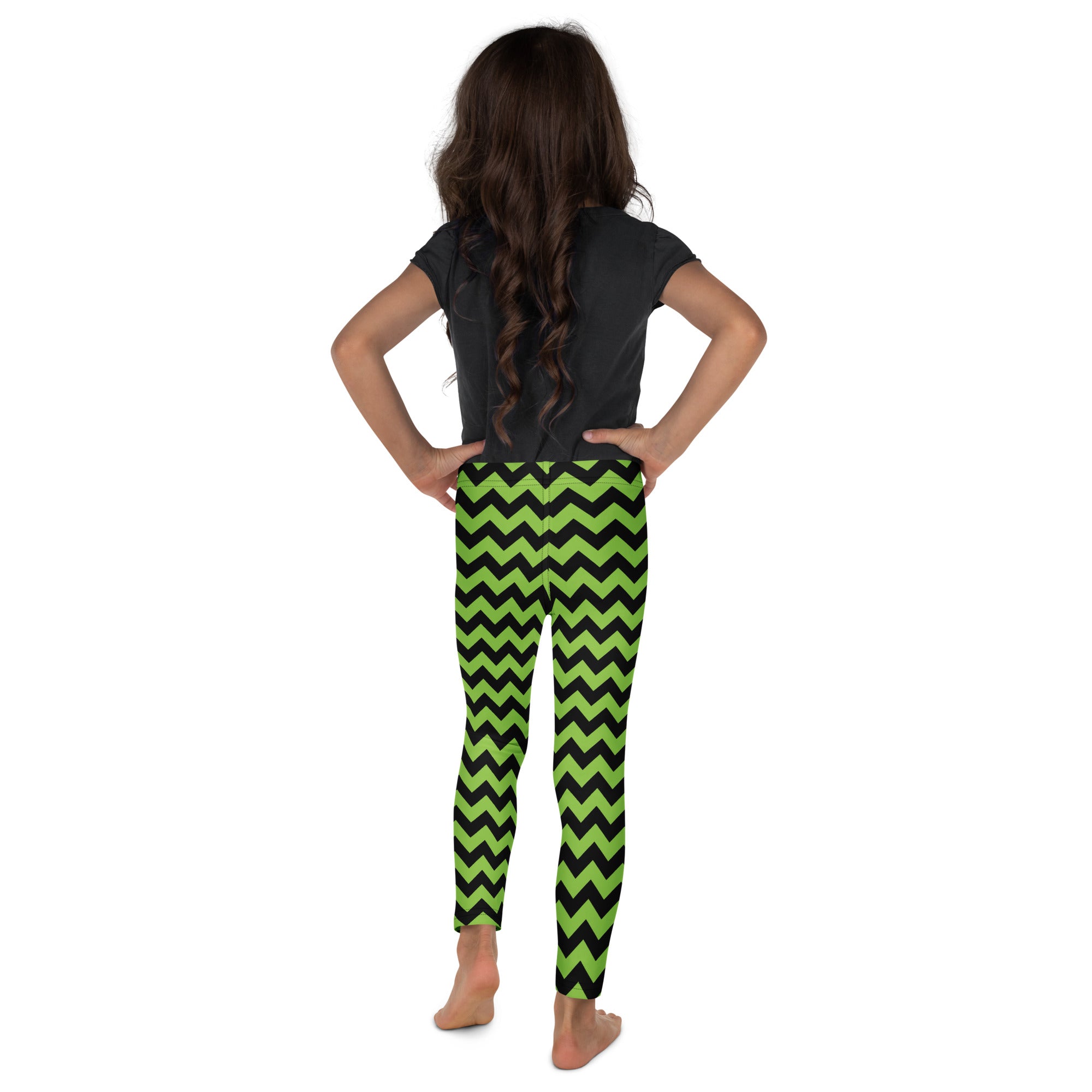 Girls Green Chevron Halloween Leggings - Warm, Buttery Soft & Stretchy
