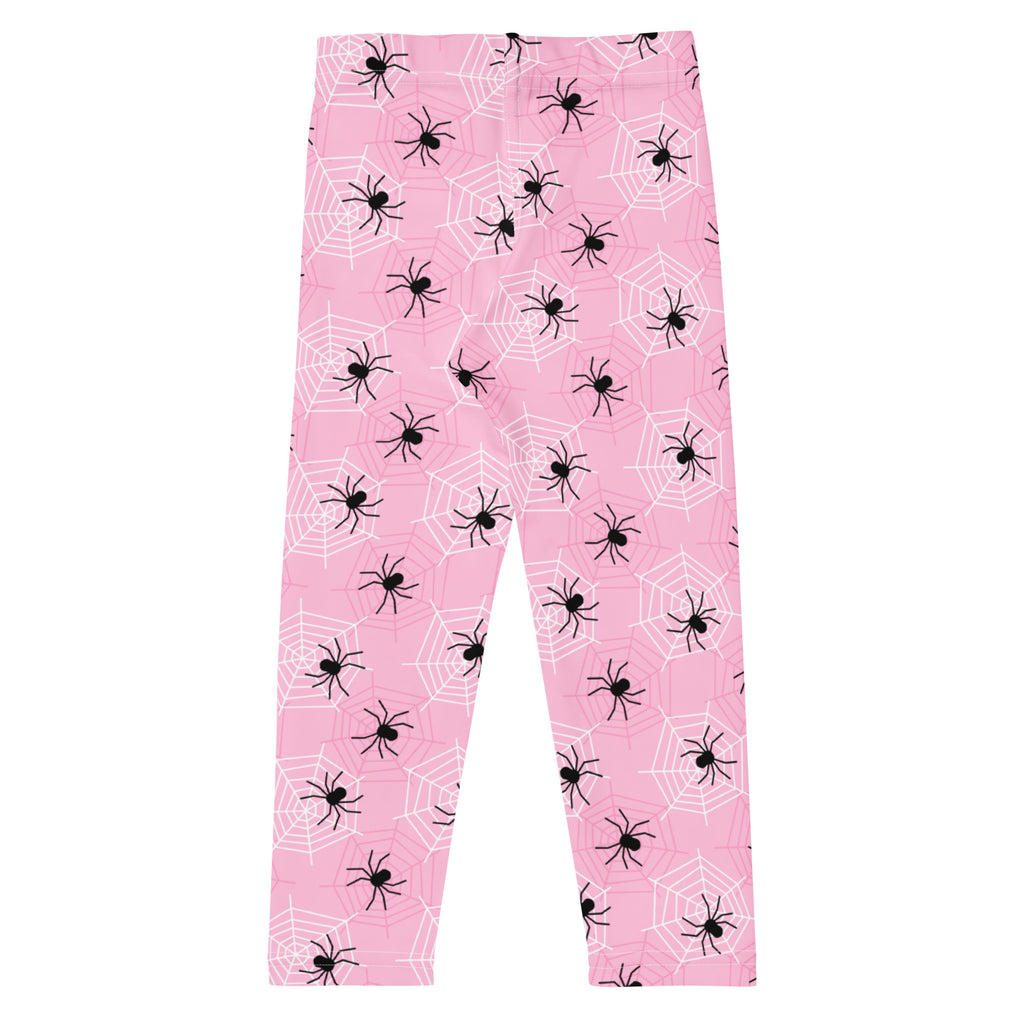 Girls Pink Spider Web Halloween Leggings - Warm, Buttery Soft & Stretchy